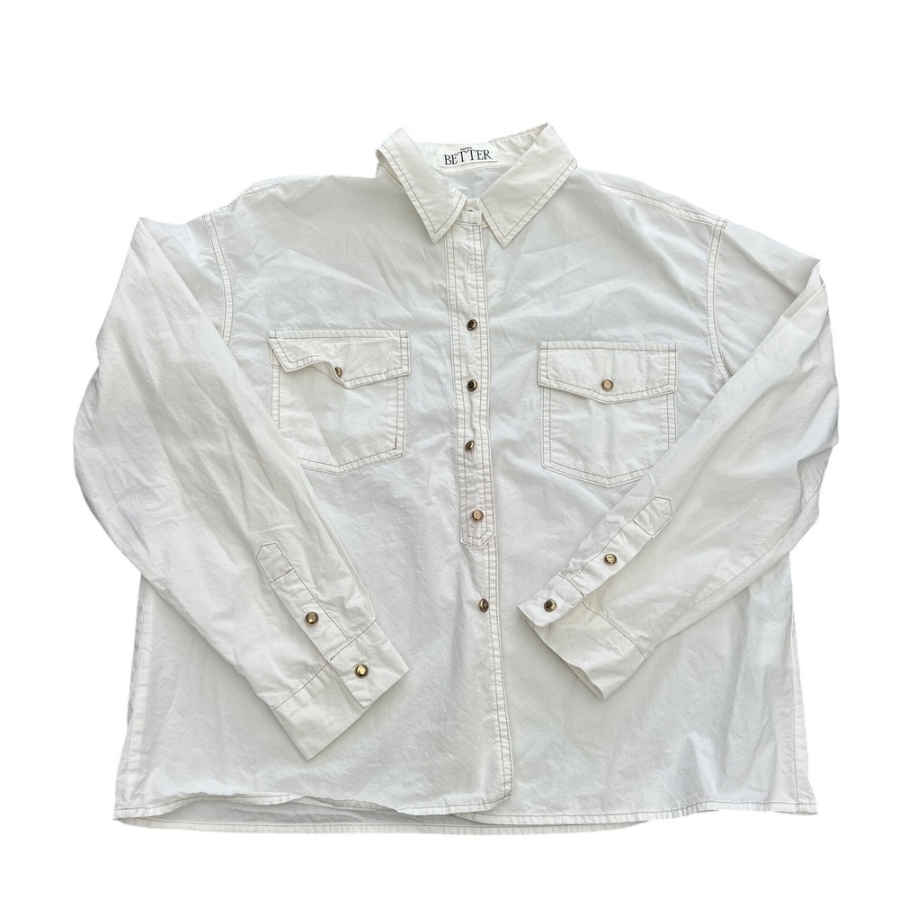 Known Better Ivory Cotton Long Sleeve Pocket Shirt One Size Made in Korea